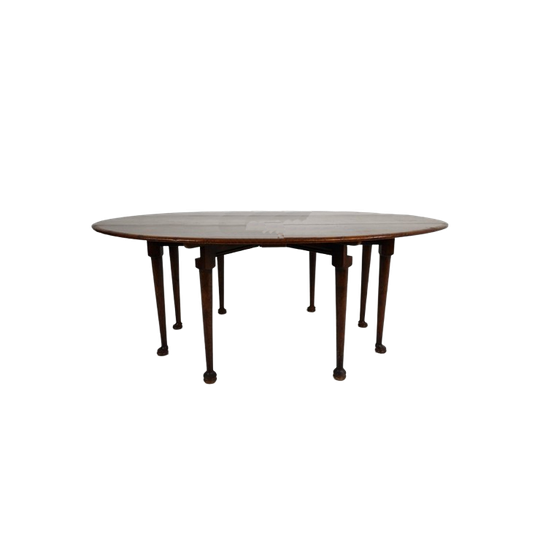 Antieke Engelse Eettafel Met Klapblad – Victoriaans – 8 Poten – Ovaal – 8 Zitplaatsen 1