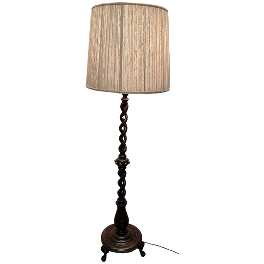 Vintage Gedraaide Houten Vloerlamp, Jaren 50/60 1