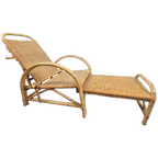 Vintage Boho Rotan Ligstoel Lounge Chair '60 Verstelbaar thumbnail 1