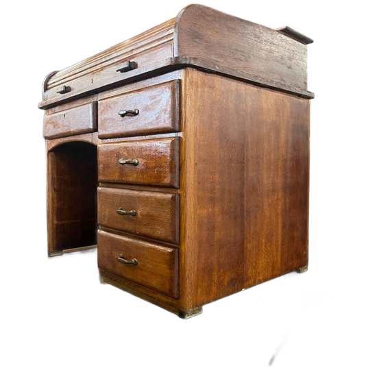 Vintage Amerikaanse Bureau Met Rolluik 1