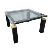 Vierkante Salontafel, Goud Messing - Zwart, Gehard Glas, 68X68Cm