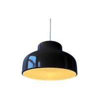 Vintage Mid Century Metalen Hanglamp In Bruin