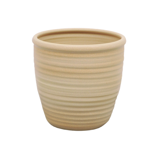 Beige Geribbelde Bloempot 1