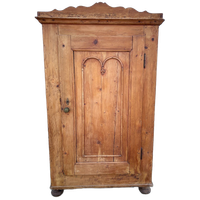 Stoere Geleefde Antiek Grenen 1 Deurs Kast Met Twee Planken, 100 Cm Breed