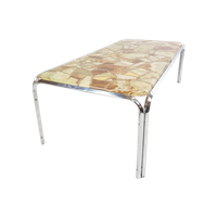 Vintage Salontafel Groot Epoxy Chroom Coffee Table Marble