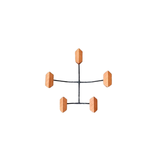 Vintage Teakhout En Metaal Kapstok Wandkapstok, 40 X 40 Cm 1