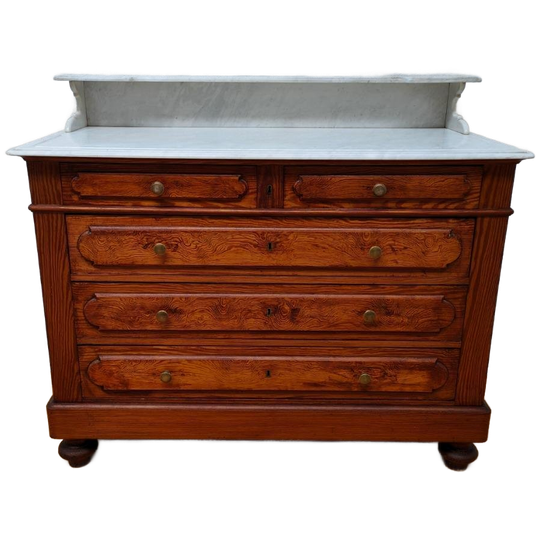 Vintage Antiek Dressoir Commode Ladekast Badkamermeubel Met Marmer Blad 704 1