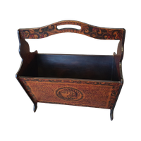 Hand Paint Decorated Magazine Holder 1960s