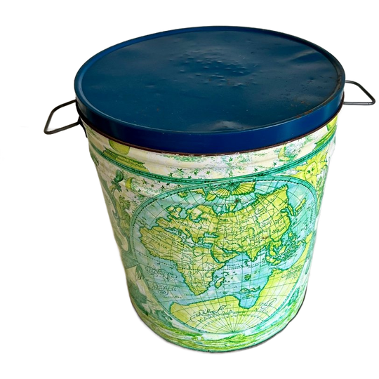 Groot Vintage Blik Met Mooie Speel Blokken. 1