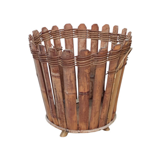 Rotan Bloempottenhouder Of Mand Jaren 50 – Rohe - (mb04) 1