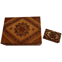 2 Houten Sierlijk Bewerkte Sieradendoosjes