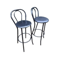 Vintage Zwarte Thonet Barkruk 2 Stuks