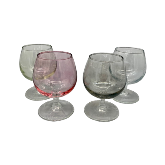 Set Vintage Gekleurde Cognac Glazen 4 Stuks 1