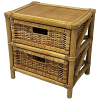 Rotan 2 Lade Kastje Boho Vintage Bamboe
