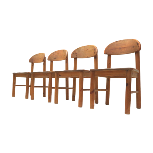 Set Van 4 Grenen Rainer Daumiller Eetkamerstoelen Gemaakt In De Jaren '70