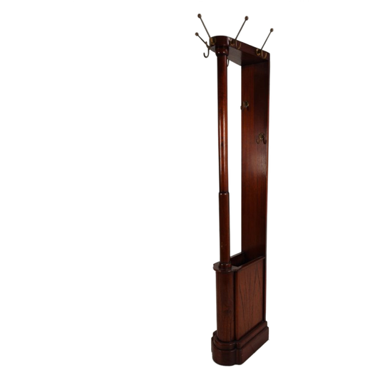 Elegante Engelse Mahoniehouten Kapstok Met Paraplubak – Art Deco-stijl 1
