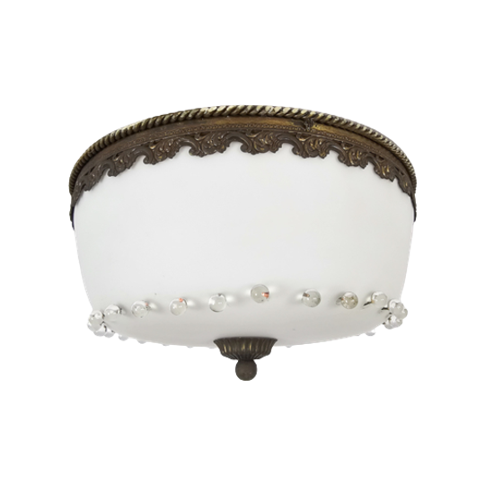 Glashutte Limburg - Plafonniere - Glas - Metaal - Hollywood Regency - 3e Kwart 20e Eeuw 1
