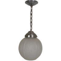 Art Deco Hanglamp Met Ronde Bol Met Geometrische Patronen, Jaren 30