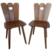 2 Brutalist Vintage Stoelen Frans Jaren 60.