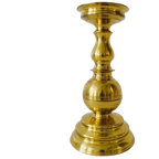 Antieke Zware Messing Bol Kandelaar 1920’s thumbnail 1