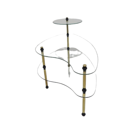 Etagere Met 3 Glasplaten, Niervorm, Jaren 50 1