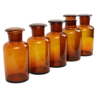 Grote Oude Apotheker Medische Flessen Potten Set Bruin Amber Glas