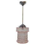 Art Deco Hanglamp Met Roze Glazen Kap thumbnail 1