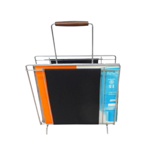 Retro Vintage Lectuurbak Jaren 70 Lp Rek Metaal Hout 1