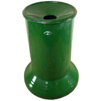 Groen Emaille Vintage Staande Asbak Uit Bulgarije