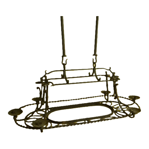 Smeedijzeren 6 Lichts Kroonluchter Circa 1950.