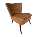 Vintage Cocktail Fauteuil In Bruin Kunstleder thumbnail 1