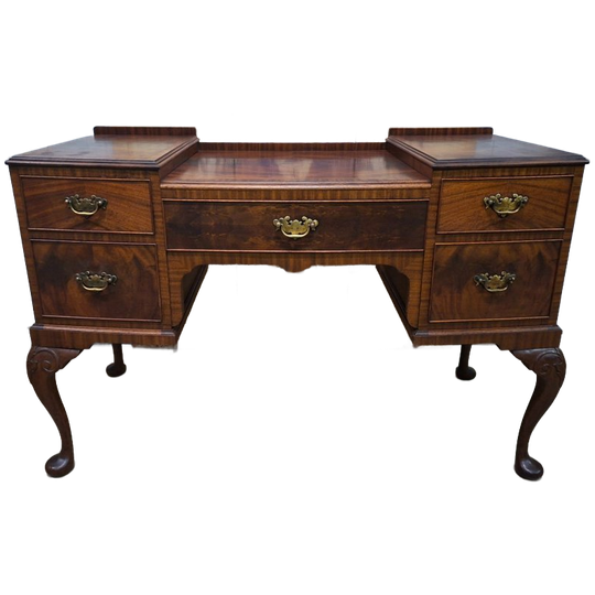 Antiek Kaptafel, Damesbureau, Schrijftafel Wortelfineer Lichte Gebruikssporen Afm.116x55cm En 79cm Hoog. 1