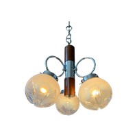 Mazzega Murano Kroonluchter / Space Age Glazen Hanglamp / Mid Century 70S Vintage Plafondlamp