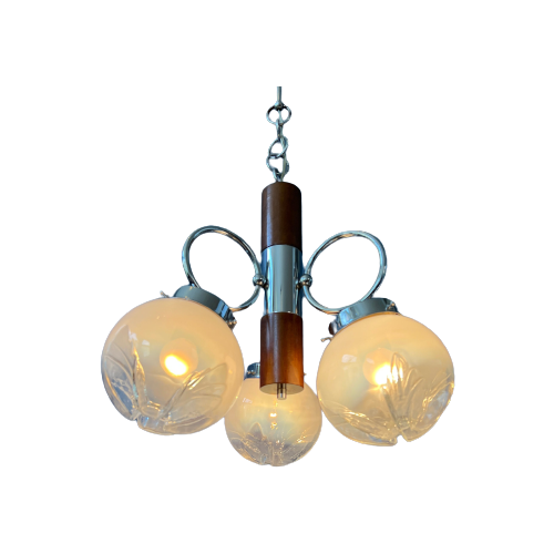 Mazzega Murano Kroonluchter / Space Age Glazen Hanglamp / Mid Century 70S Vintage Plafondlamp
