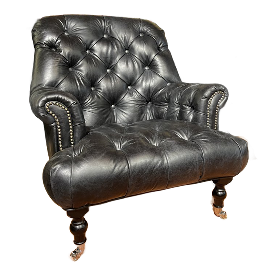 Showroommodel: Scholar Chesterfield Fauteuil Lazzy Vintage Zwart Leer 1