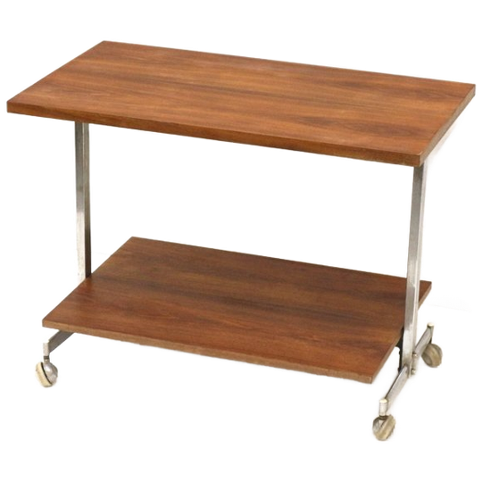 Vintage Serveerwagen / Bijzettafel / Televisiemeubel Van Teakhout Uit De Jaren ’60 1
