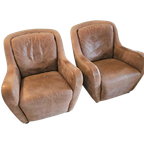 2 X Natuzzi Lounge Chairs / Leather / 1980s thumbnail 1