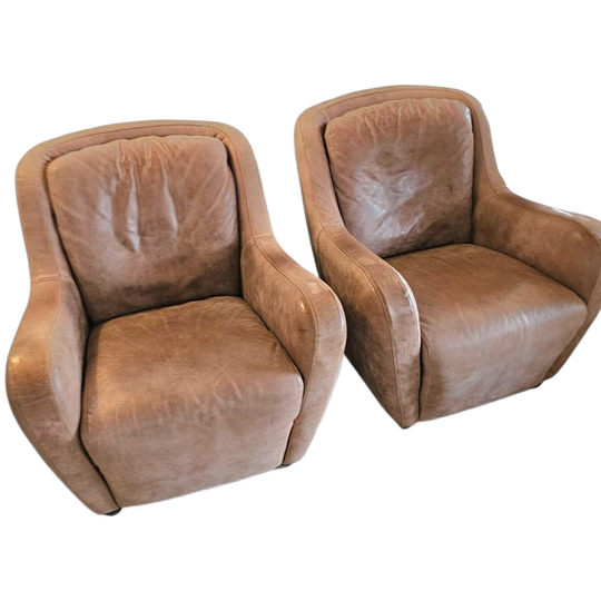 2 X Natuzzi Lounge Chairs / Leather / 1980s 1