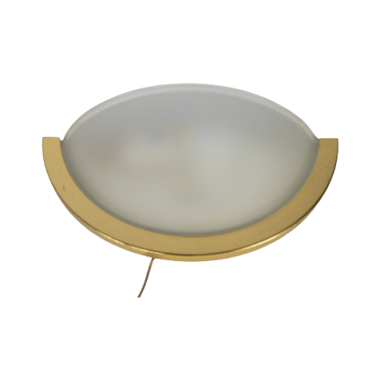 Herda Holland - Wandlamp - Hollywood Regency - Messing - Gesatineerd Glas - 80's 1