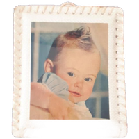 Fifties Handgemaakt Fotolijstje Baby Schilderijtje