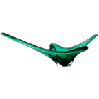 Vintage Glazen Murano Schaal Groen Mid-century 1970’s thumbnail 1