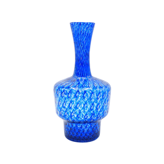 Murano Blauw Glazen Vaas Met Luchtbellen 1