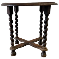 Vintage Houten Pied De Stal / Bijzettafel / Plantentafel