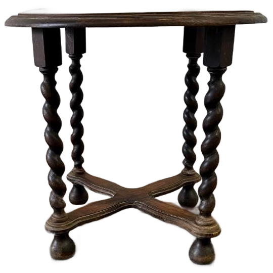 Vintage Houten Pied De Stal / Bijzettafel / Plantentafel 1