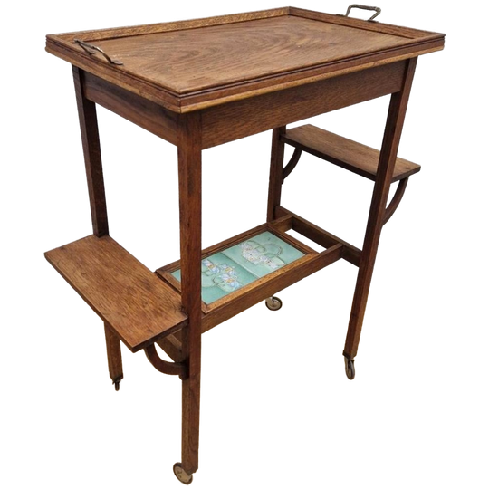 Antieke Theetafel Wijntafel Trolley Artdeco Art Nouveau 1
