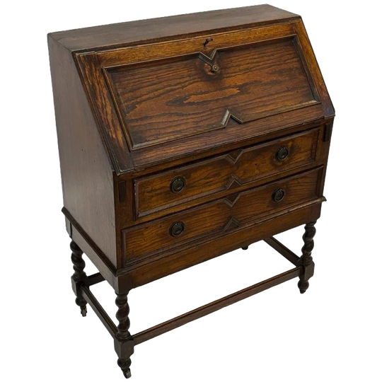 Antieke Secretaire Met Gedraaide Poten Jaren 50 Design 1