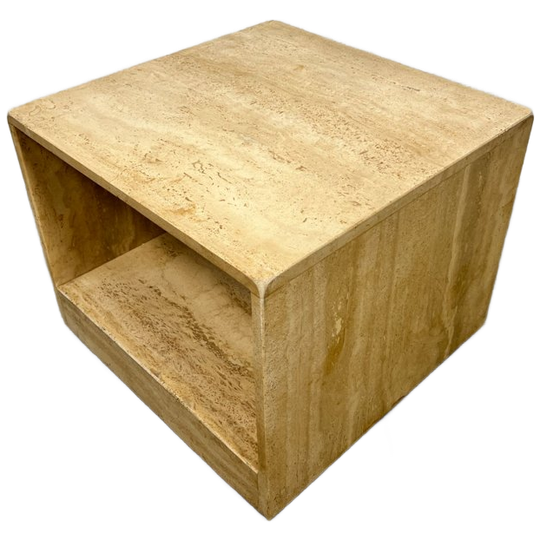 Vintage Travertin Salontafel / Bijzettafel, Italië 1980's 1