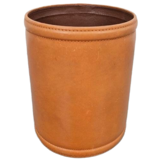 Vintage Cognac Leren Prullenbak Denemarken ´60 Leer 1