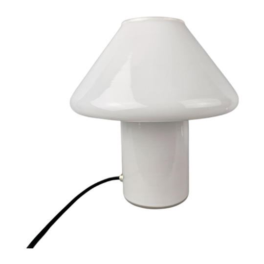 Fantastische Vintage "mushroom" Lamp Gemaakt Van 1 Stuk Wit Opaalglas / Melkglas 1