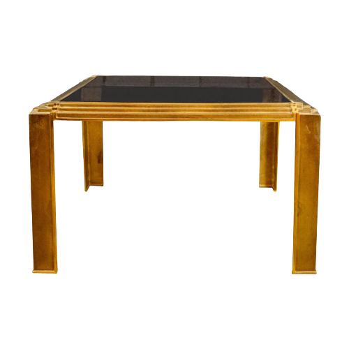 Coffee Table Made Of Brass And Glass From The 60S.